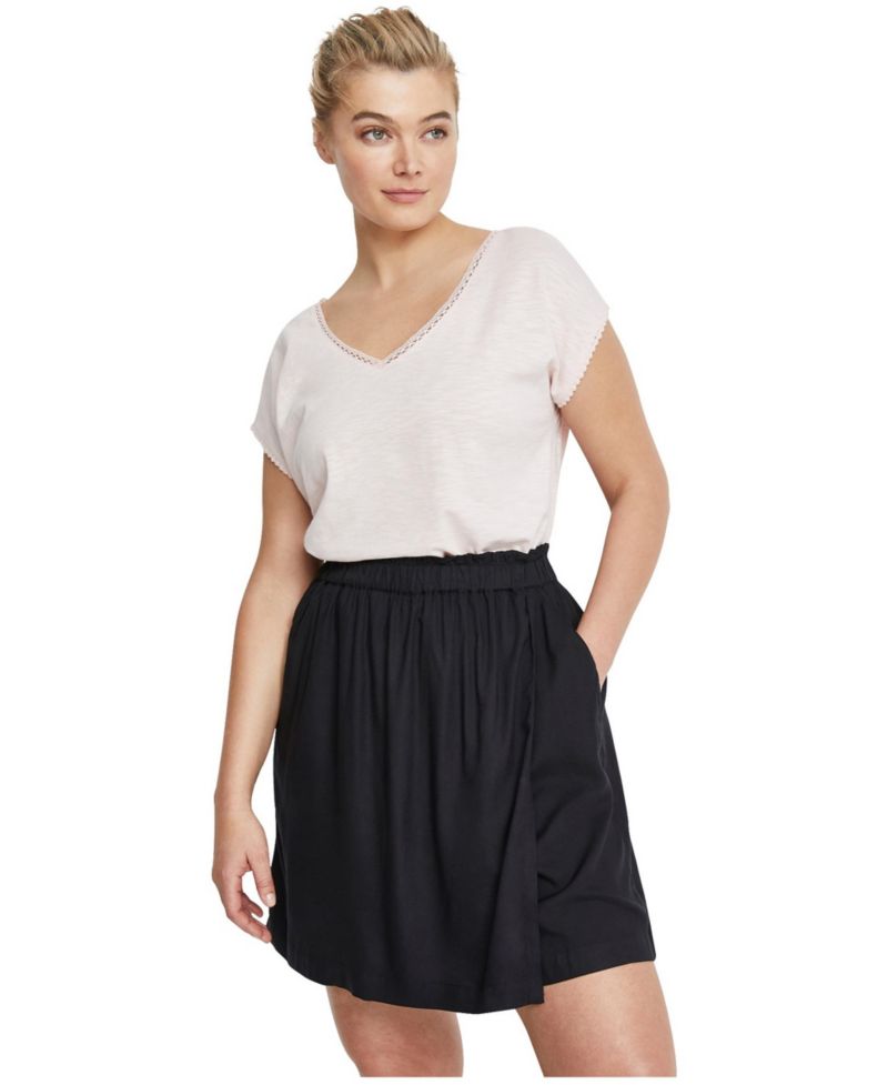 Women's Plus Size Crochet-Trim V-Neck Dolman Cap Sleeves Tee