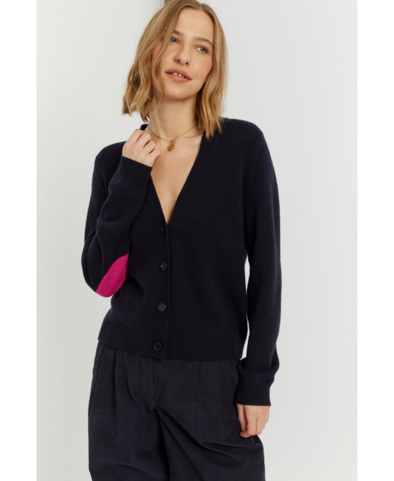 Women's Wool-Cashmere Elbow Patch Cardigan
