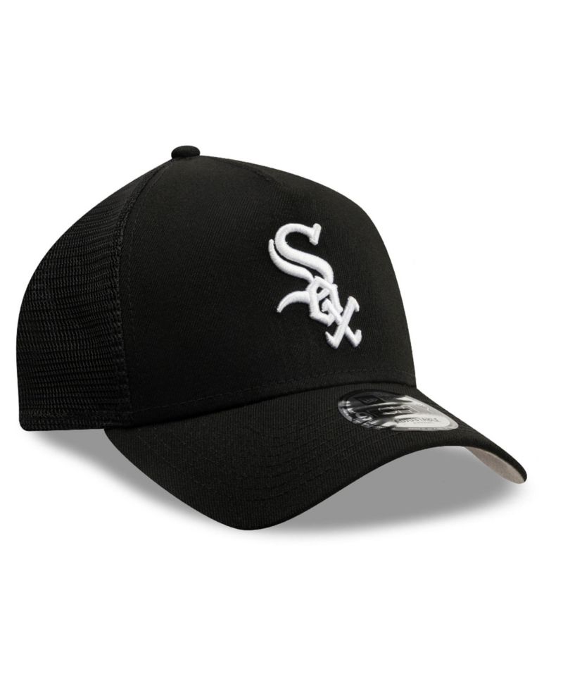 Men's Black Chicago White Sox Side Script 9FORTY A-Frame Trucker Adjustable Hat
