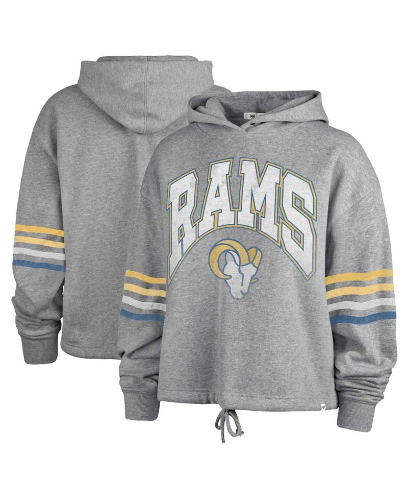 Women's Heather Gray Distressed Los Angeles Rams Upland Bennett Pullover Hoodie