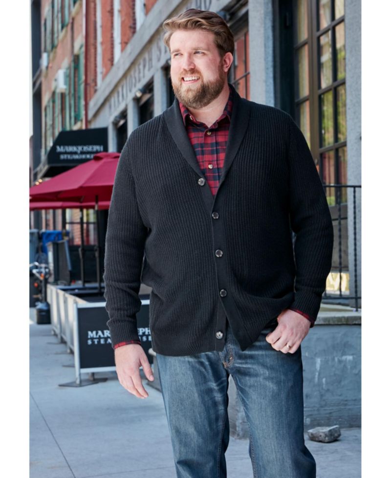 Men's Shaker Knit Shawl-Collar Cardigan Sweater