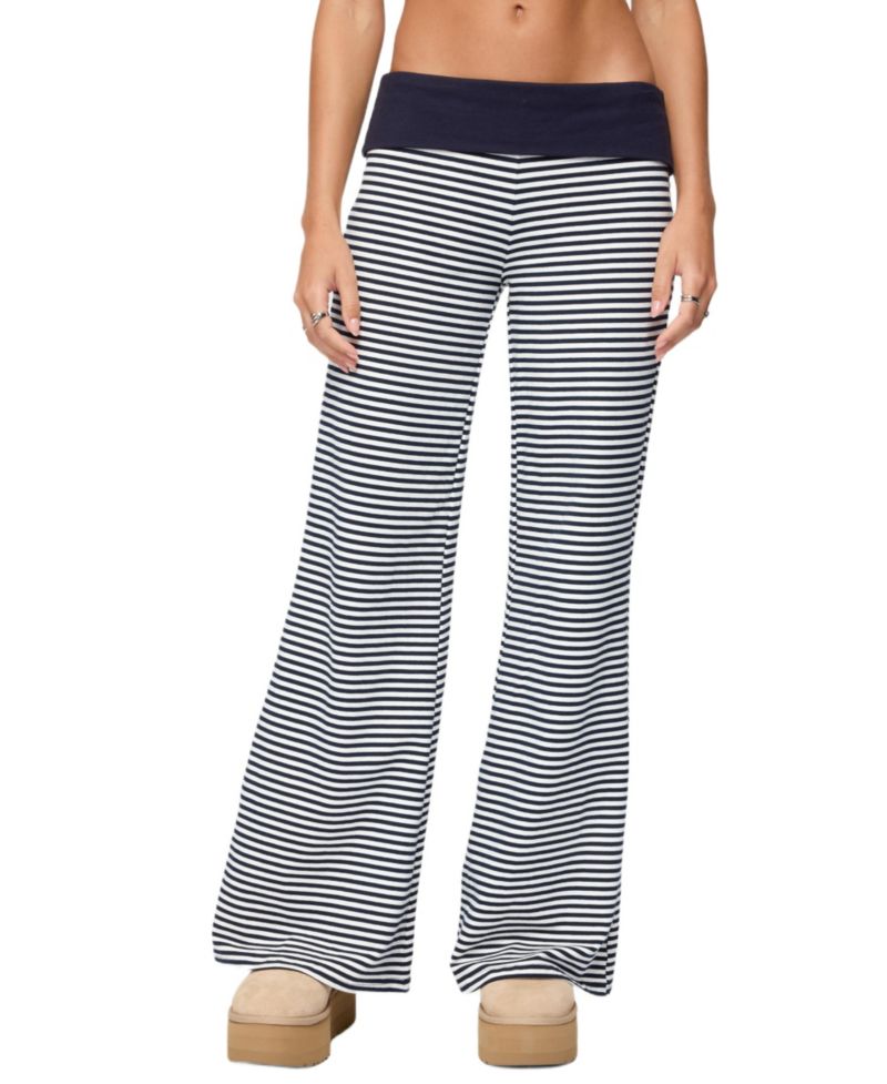 Women's Meggy Striped Foldover Pants