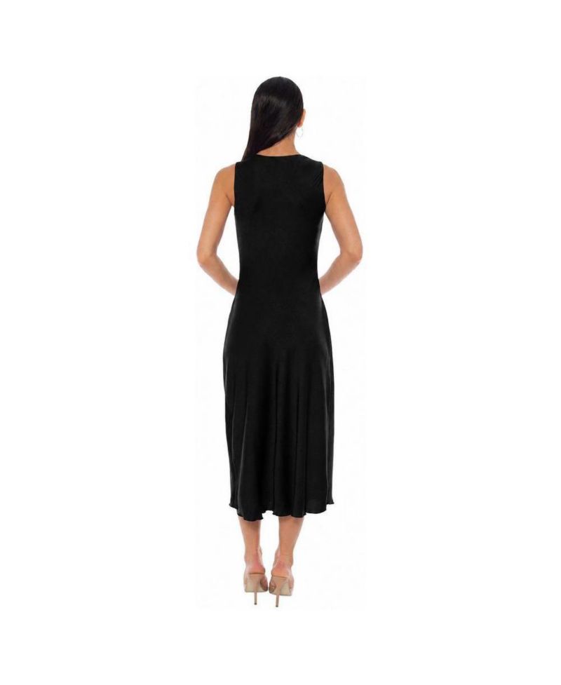 Women's Cowl Neck Sleeveless Crepe Satin Maxi Dress