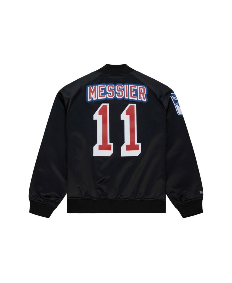 Men's and Women's Mark Messier Black New York Rangers Maxxed Out Full-Zip Satin Jacket