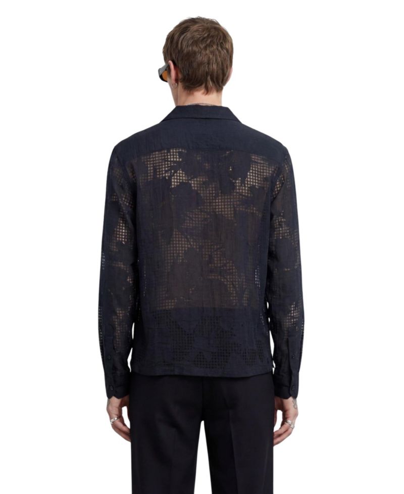 Men's Ethan Floral Burnout Revere Collar Shirt