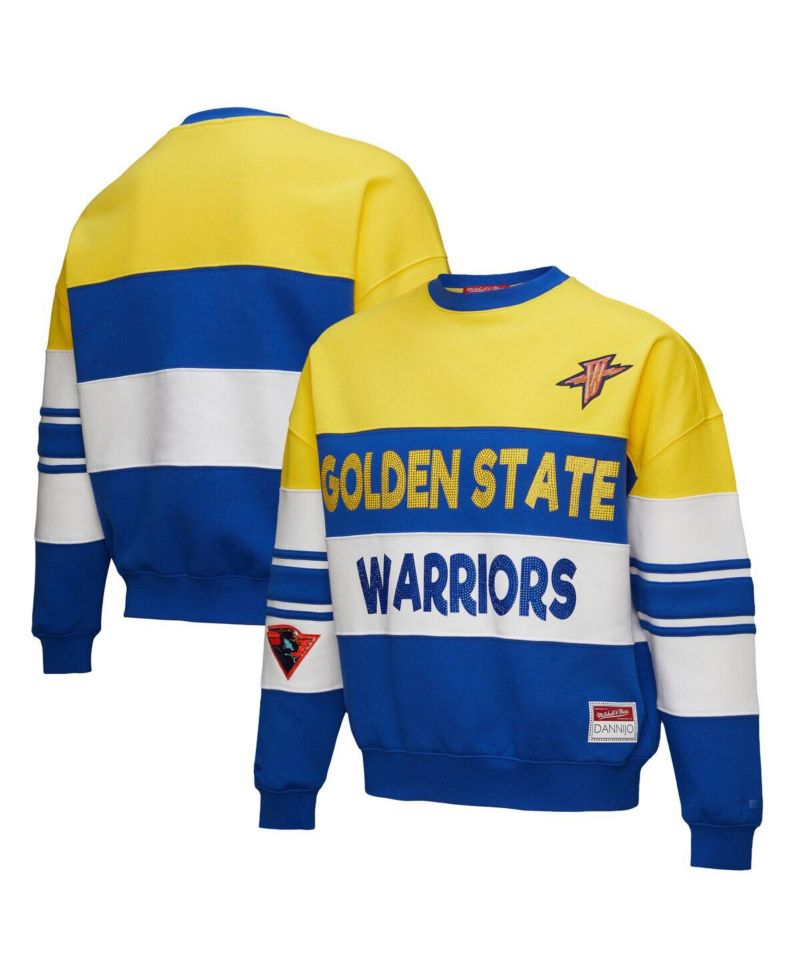 X Dannijo Women's Gold/Royal Golden State Warriors Blocked Pullover Sweatshirt