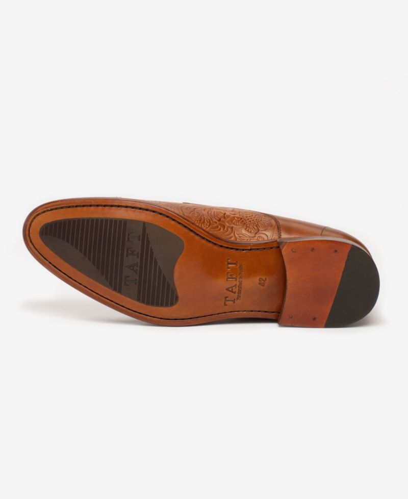 Men's Lucca Embossed Floral Leather Monk Strap Dress Shoes
