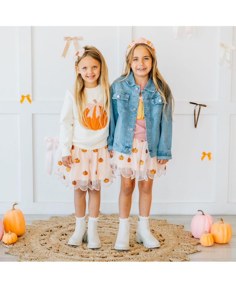 Big Girls Coquette Pumpkin Sweater