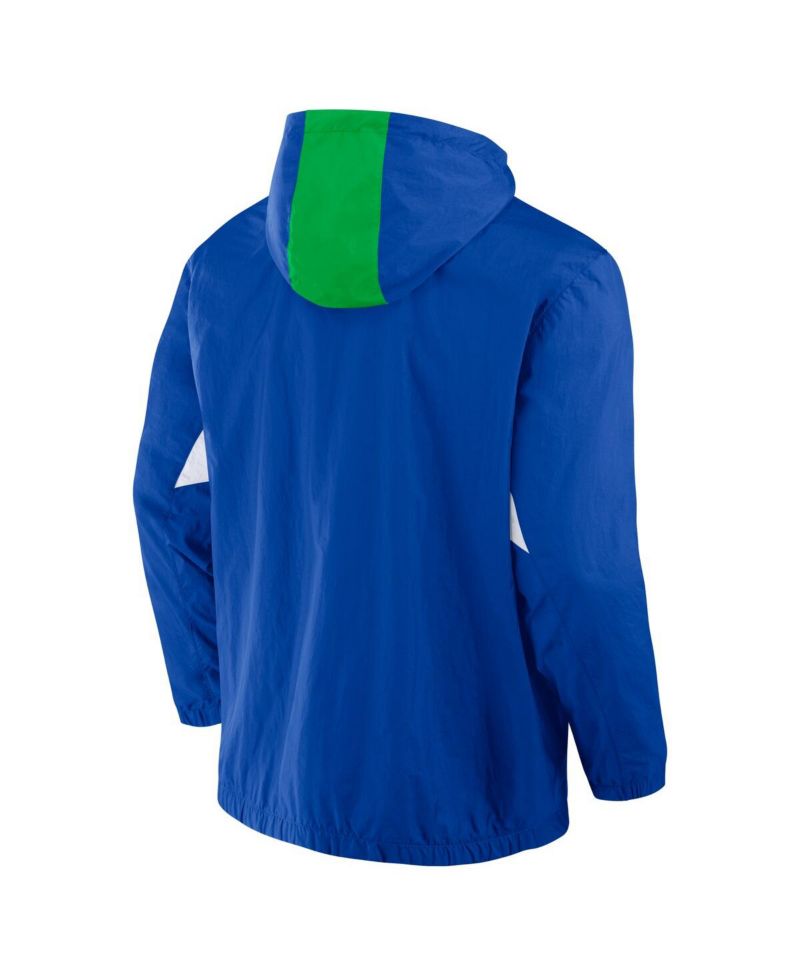 Men's Royal Seattle Sounders FC Free Kick Woven Quarter-Zip Hoodie Jacket