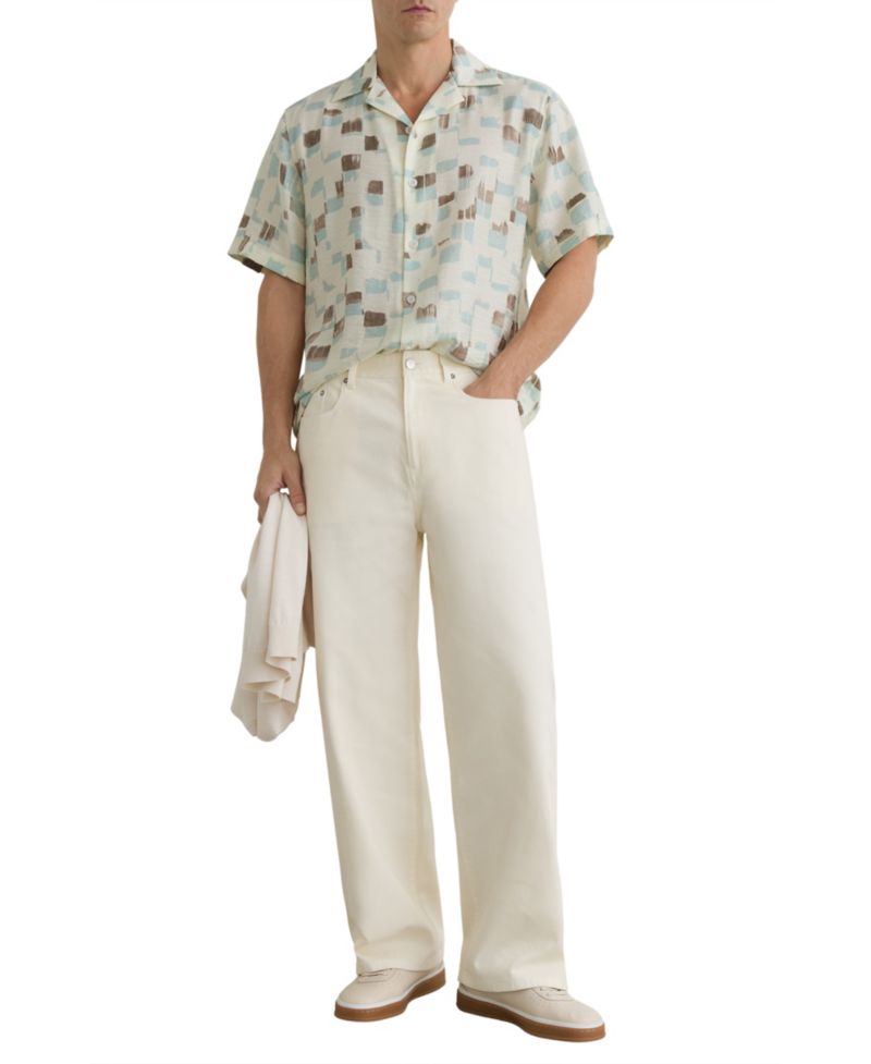 Men's Vespucci Brushstroke-Print Cuban-Collar Shirt
