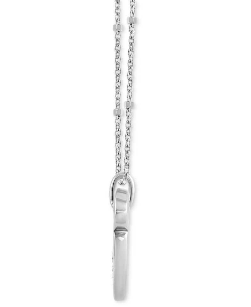 Disney Diamond Cluster Mickey Mouse Heart 18" Pendant Necklace (1/6 ct. t.w.) in Sterling Silver