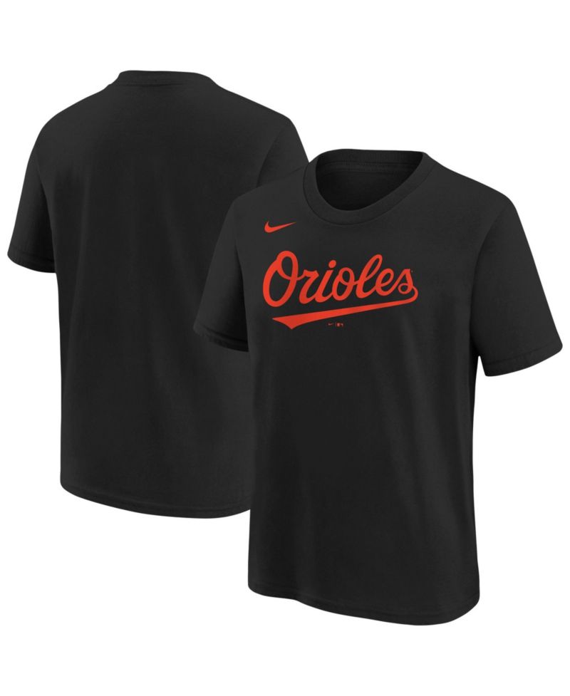 Big Boys and Girls Black Baltimore Orioles Wordmark T-Shirt