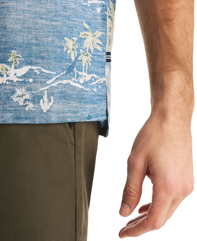 Men's Linen Short-Sleeve Camp-Collar Shirt