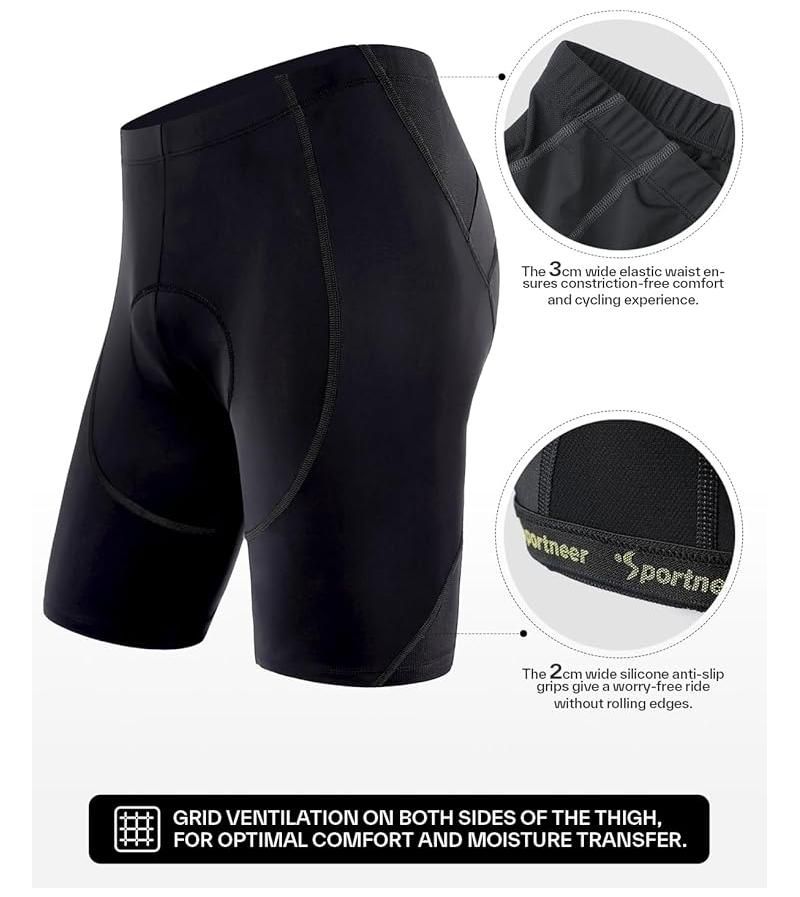 Padded Bike Shorts for Men – Large, 4D Padding, Breathable and Absorbent, Mens Bicycle Cycling Biking Clothing Shorts