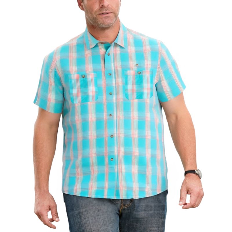 Tall Plaid Wrinkle-Resistant Short Sleeve Button Down
