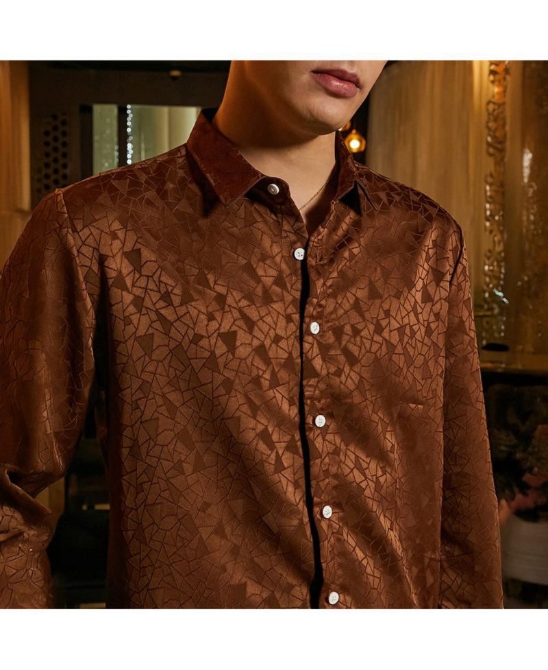 Men's Chocolate Brown Mozaic-Tactile Shirt