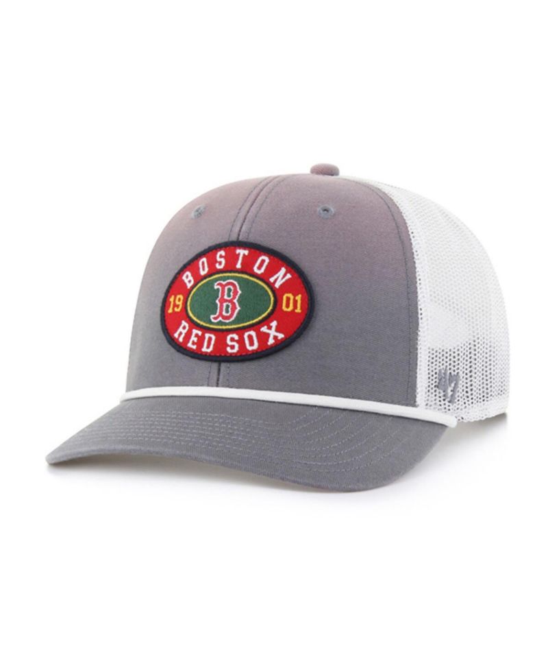 Men's Gray/White Boston Red Sox Tide Sweep Rope Trucker Adjustable Hat