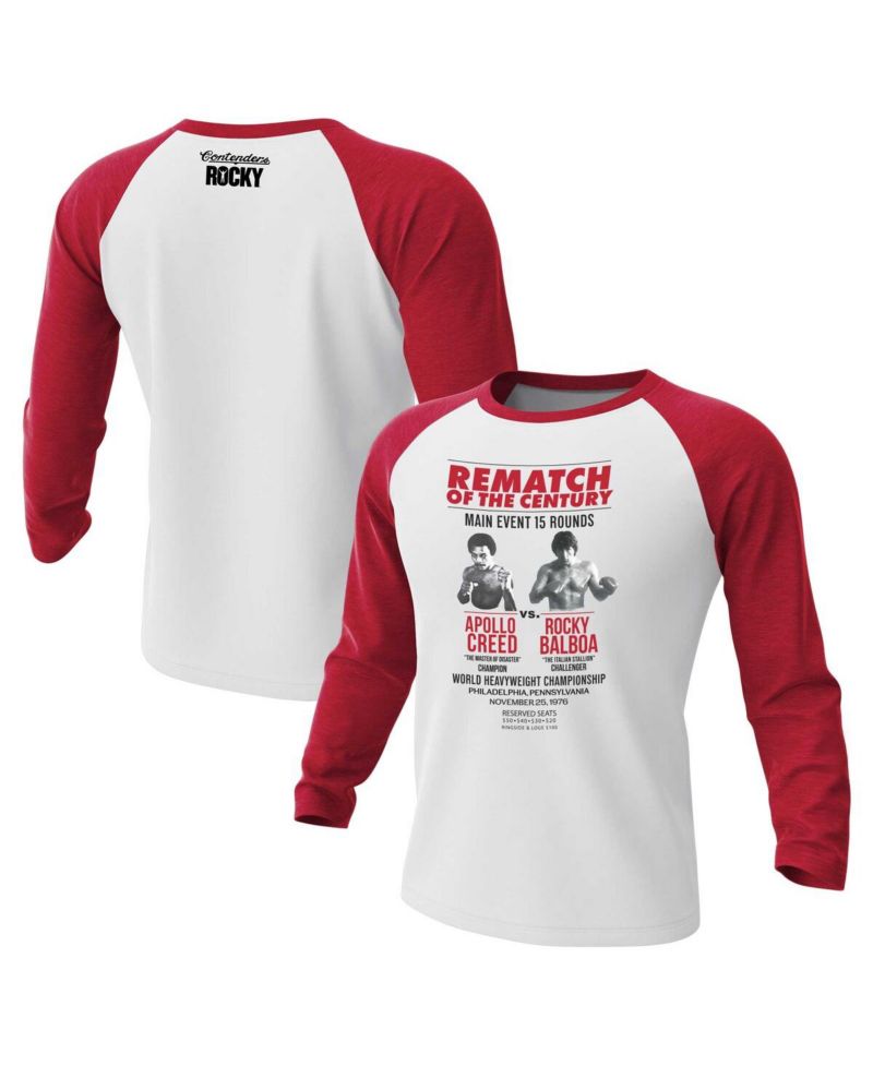 Men's White/Red Rocky Rematch of the Century 3/4-Sleeve Raglan T-Shirt