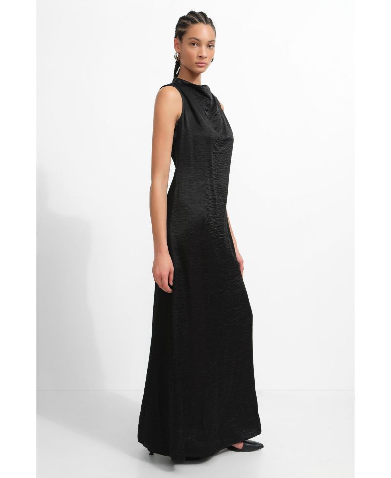 Women's Senna High-Neck Sleeveless Draped Floor-Length Evening Gown