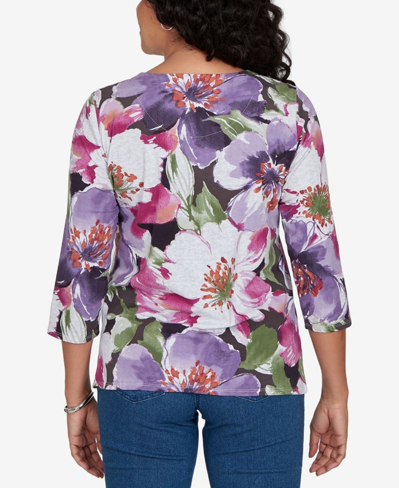 Petite Violet Blooms Knit Top