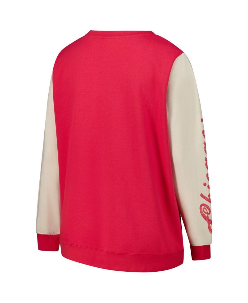 Women's Red Chicago Bulls Plus Size Oversized Rise Andie Pullover Sweatshirt