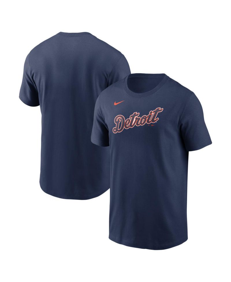 Men's Navy Detroit Tigers Alternate Wordmark T-Shirt