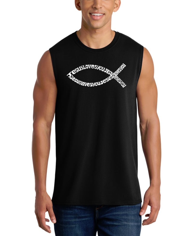 Men's Jesus Fish Symbol Design Tank Top