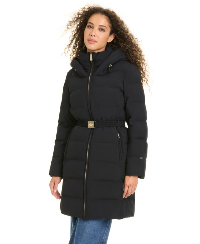 Women's Faux-Fur Arm Cuff Hooded Puffer Coat
