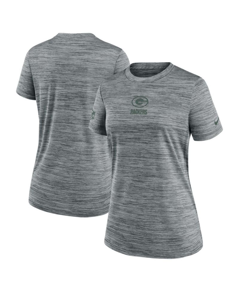 Women's Gray Green Bay Packers Sideline Velocity Performance T-Shirt