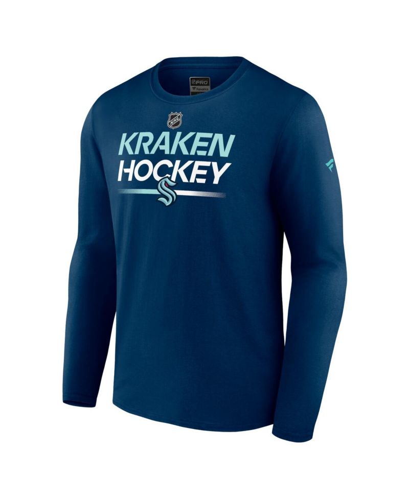 Men's Navy Seattle Kraken Authentic Pro Primary Long Sleeve T-shirt