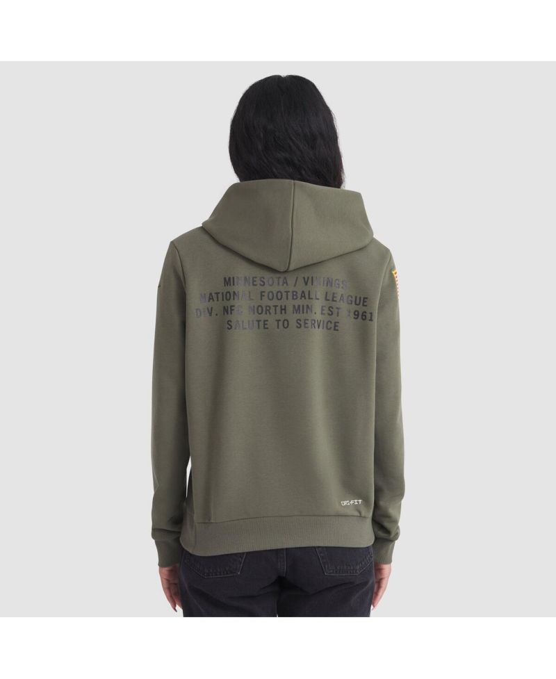 Women's Olive Minnesota Vikings 2025 Salute to Service Sideline Standard Issue Dri-FIT Hoodie