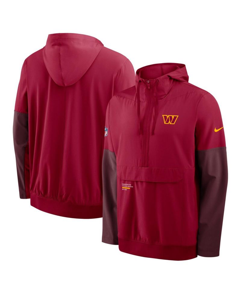 Men's Burgundy Washington Commanders Sideline Anorak Half-Zip Hoodie Jacket