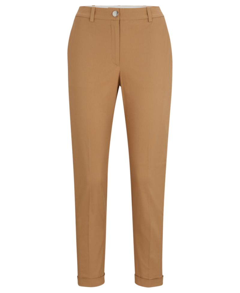 BOSS by Women's Stretch-Cotton Twill Regular-Fit Pants