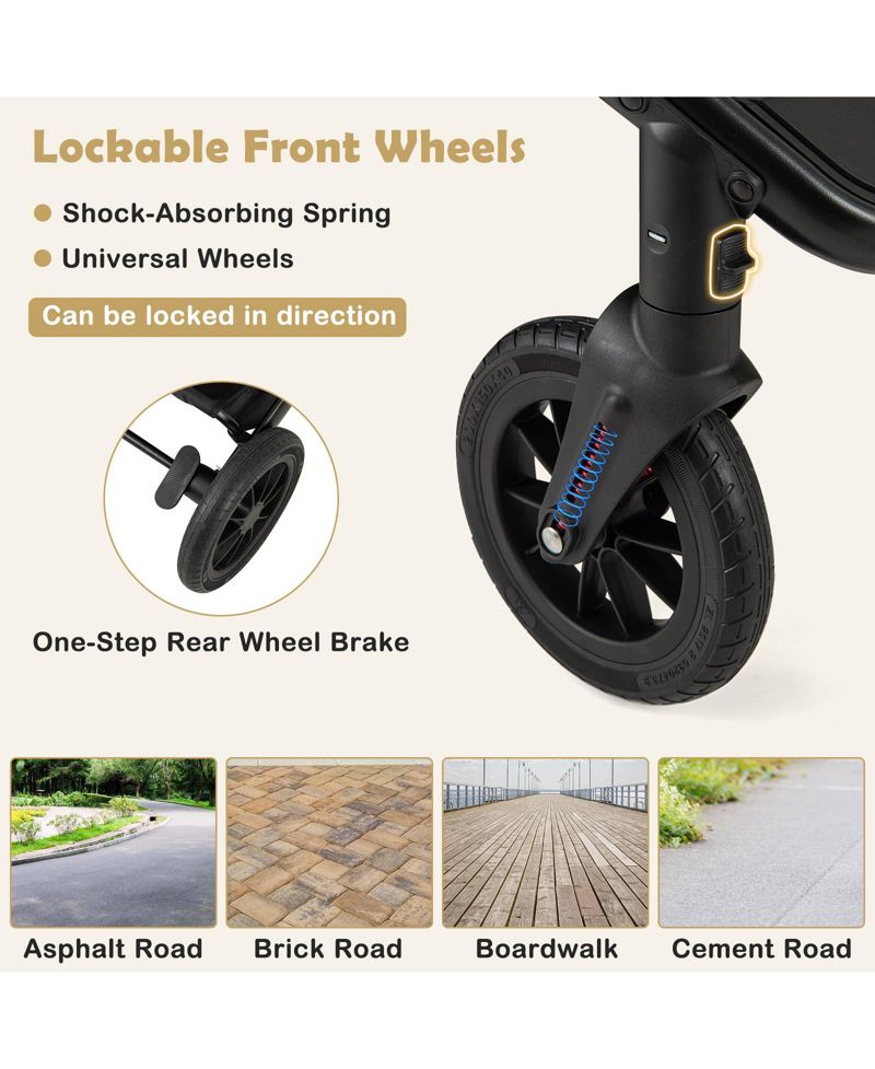 3-in-1 Baby Stroller with Detachable Bassinet and Convertible Seat for Newborns