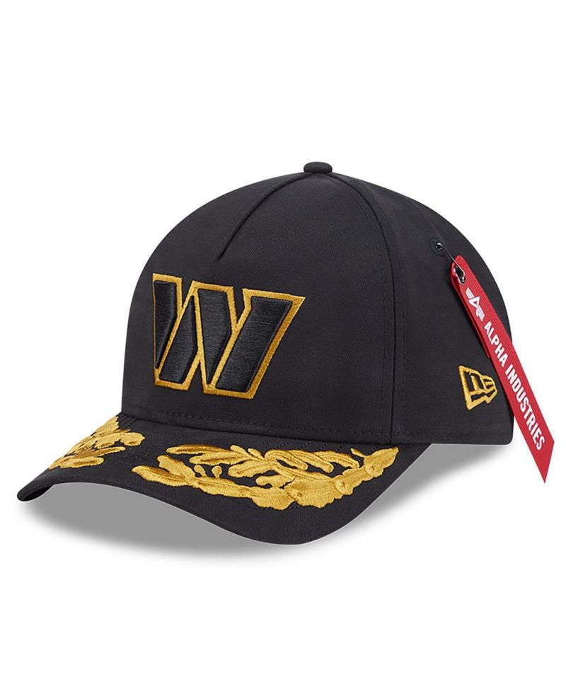 x Alpha Men's Industries Black Washington Commanders A-Frame 9FORTY Adjustable Hat