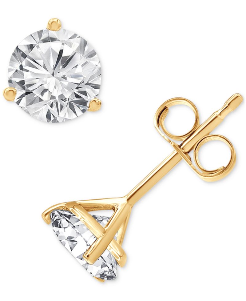 Diamond Three Prong Stud Earrings (1 ct. t.w.) in 14k White Gold