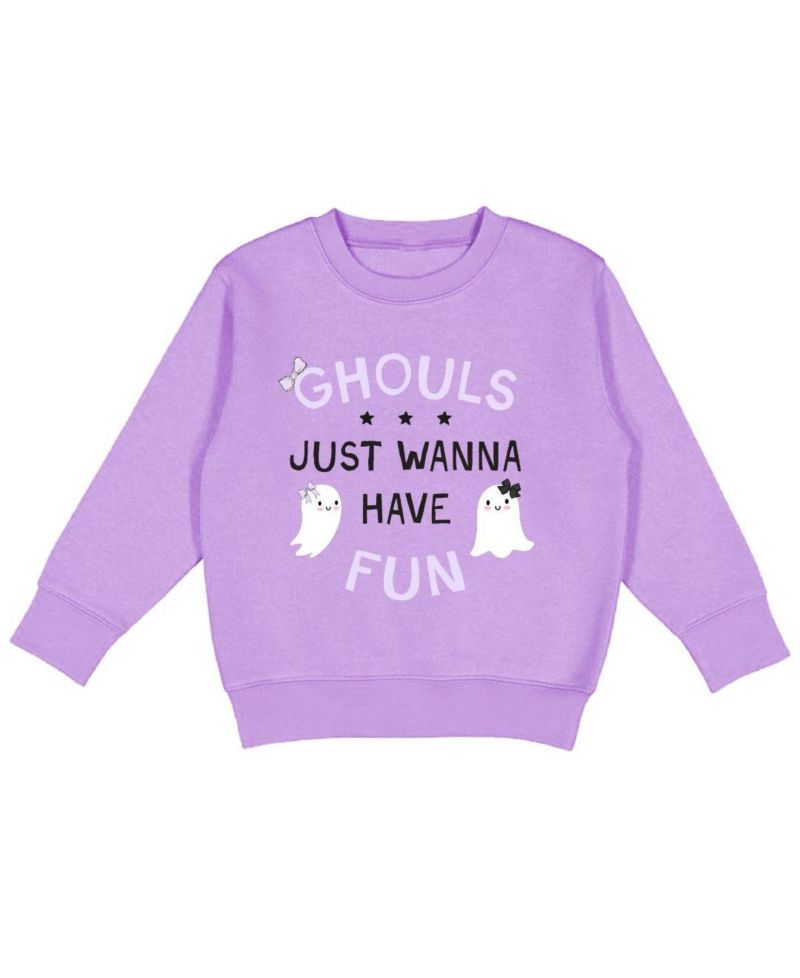 Little and Big Girls Ghouls Just Wanna Have Fun Halloween Sweatshirt