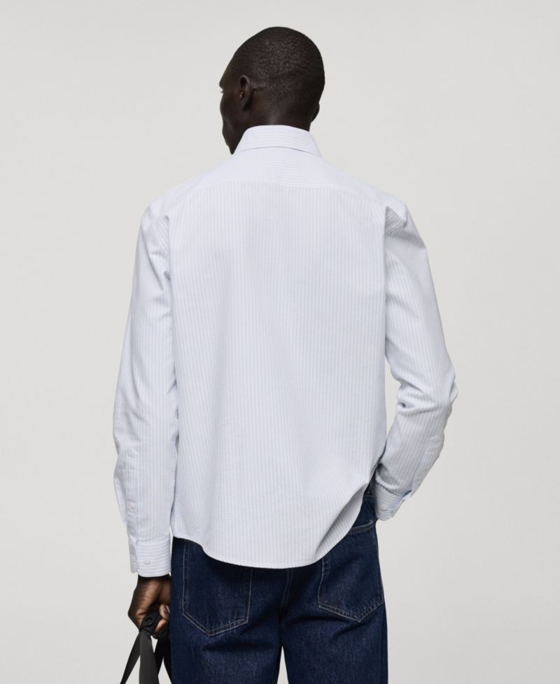 Men's Slim-Fit Kodak-Striped Cotton Shirt