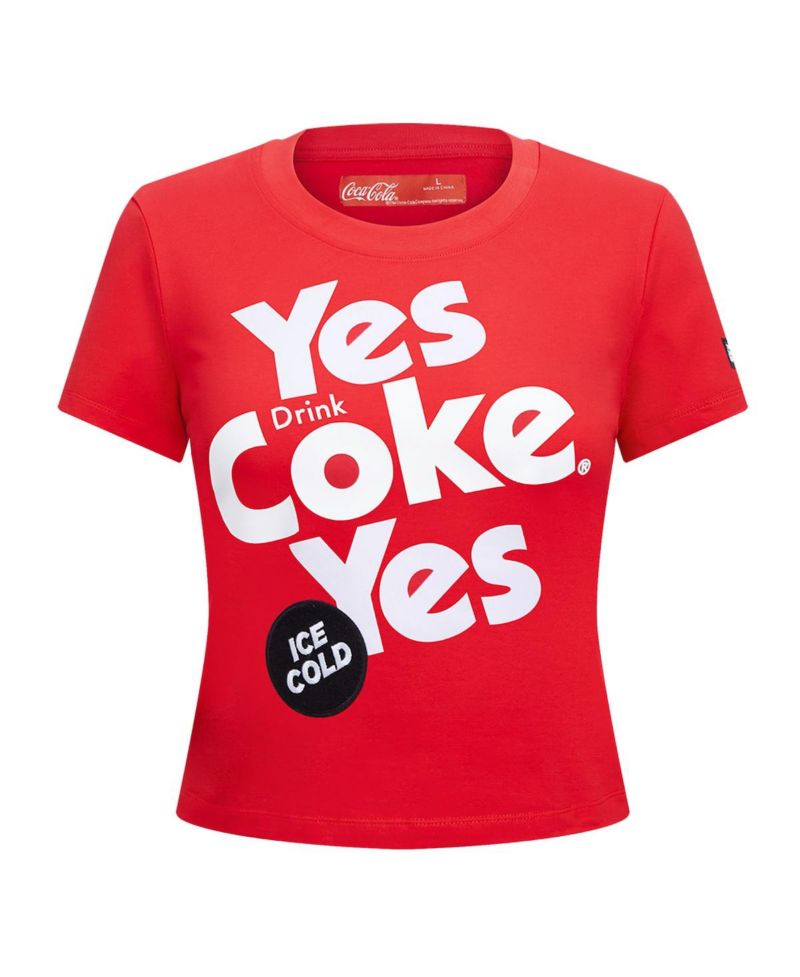 Women's Red Coca-Cola Yes Coke Yes Baby Doll Cropped T-Shirt