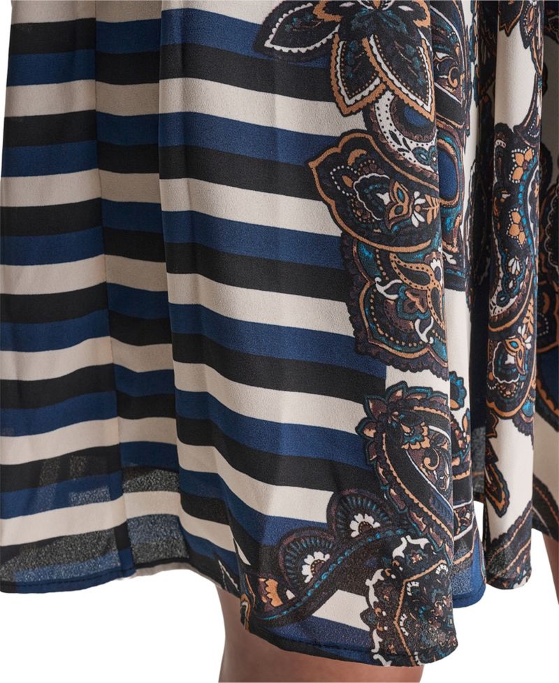 Women's High-Neck Long-Sleeve A-Line Dress