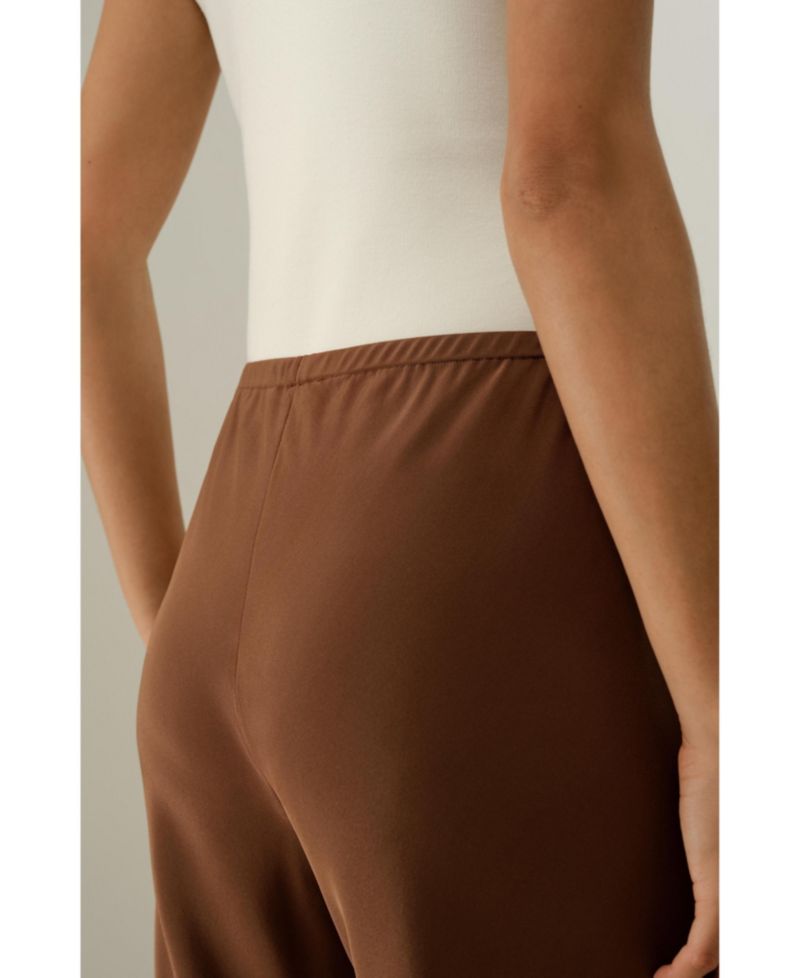 Women's Bias Cut Straight Leg Silk Pants