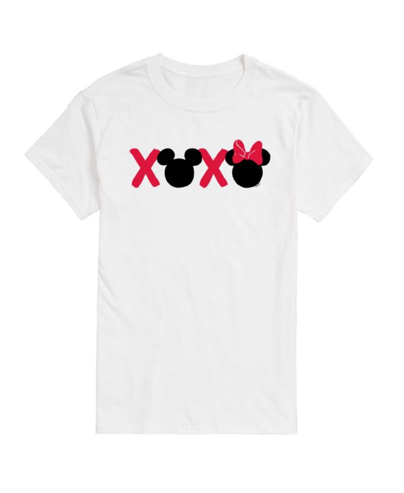Men's Disney Mickey Minnie Heads Xoxo Printed Short-Sleeve Graphic T-Shirt