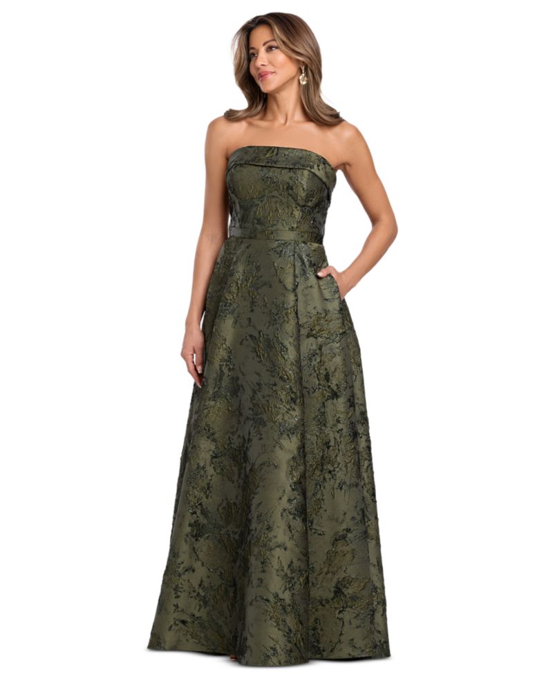 Women's Strapless Brocade Gown