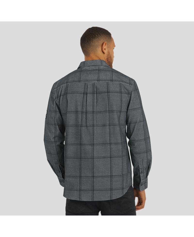 Men's Darius Rucker Collection by Fanatics Gray Los Angeles Dodgers Thin Wale Corduroy Plaid Button Up Shirt