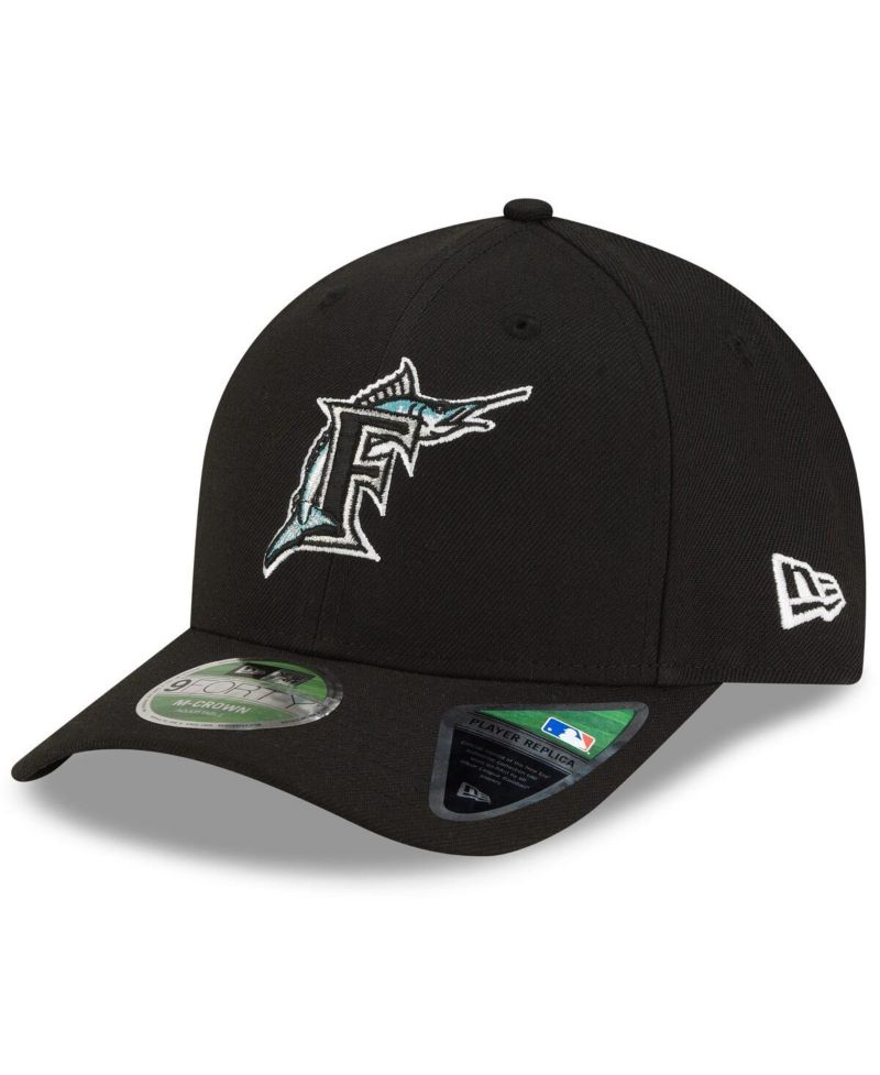 Men's Black Florida Marlins Player Replica 9FORTY M-Crown Adjustable Hat
