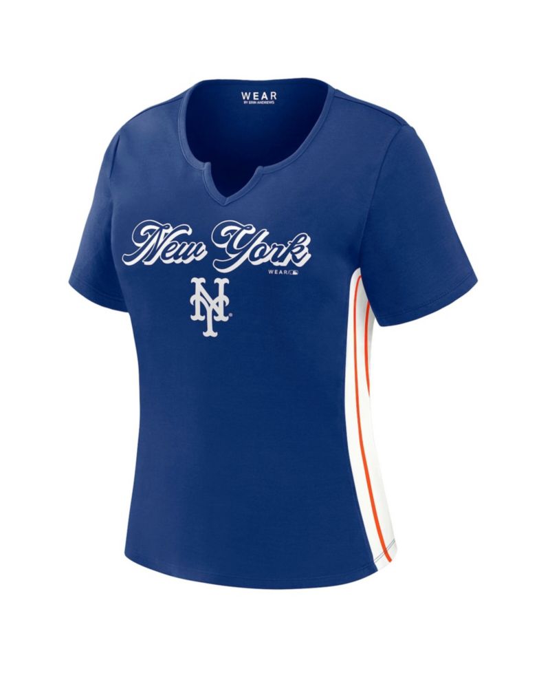 Women's Royal New York Mets Notch Neck Cropped T-Shirt