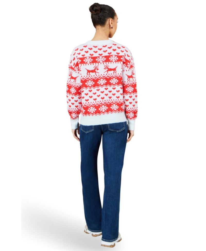 Women's Heart Fair Isle Christmas Crewneck Jumper