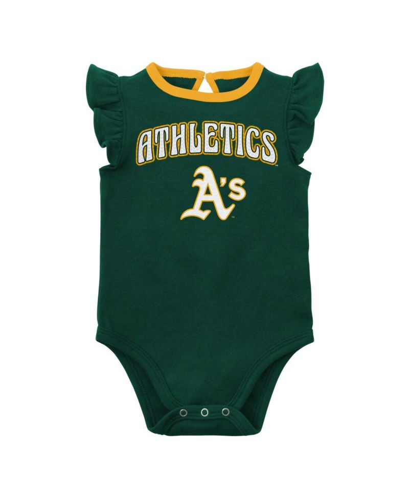 Baby Boys and Girls Two-Pack Green/Heather Gray Athletics Little Fan Bodysuit Set