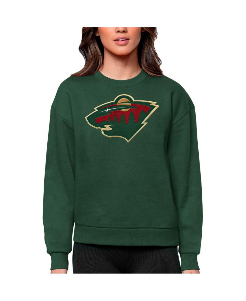 Women's Green Minnesota Wild Primary Logo Team Logo Victory Crewneck Pullover Sweatshirt
