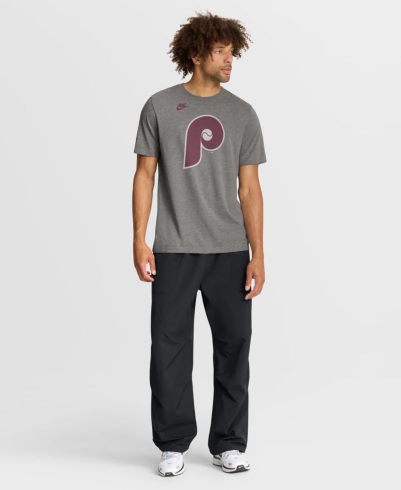 Men's Heather Charcoal Philadelphia Phillies Cooperstown Logo Tri-Blend T-Shirt